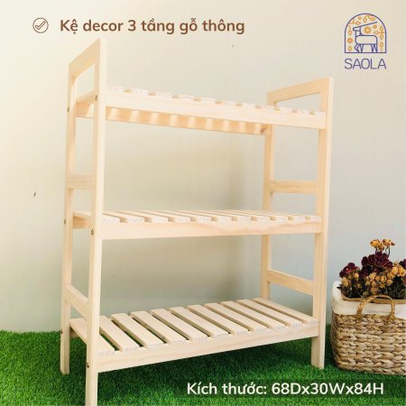 Kệ gỗ decor 3 tầng, bộ kit làm kệ gỗ đơn giản tại nhà